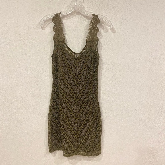 Free People Foiled Again Mini Dress Fairycore Lace Bodycon Y2K Size Medium EUC - Picture 2 of 6